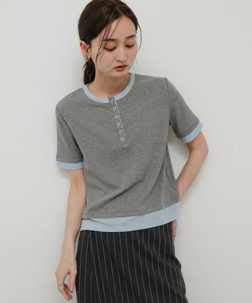 SENSE OF PLACE by URBAN RESEARCH / センスオブプレイス バイ アーバンリサーチ Tシャツ | ヘンリーネックレイヤードトップ(半袖) | 詳細8