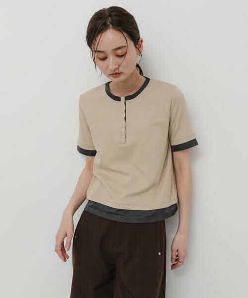 SENSE OF PLACE by URBAN RESEARCH / センスオブプレイス バイ アーバンリサーチ Tシャツ | ヘンリーネックレイヤードトップ(半袖) | 詳細18
