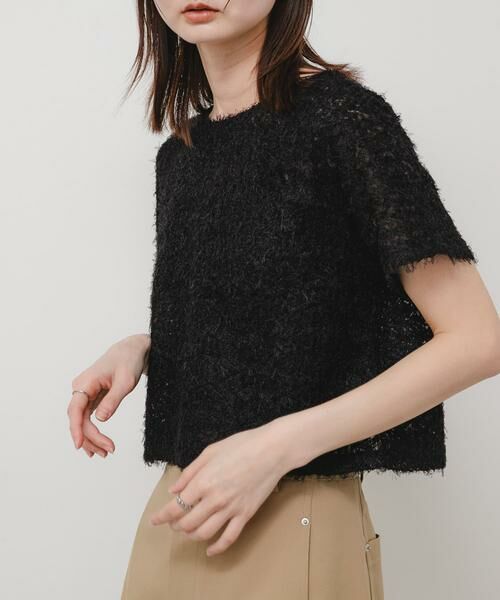SENSE OF PLACE by URBAN RESEARCH / センスオブプレイス バイ アーバンリサーチ Tシャツ | レースフェザーカットトップ（ブラック）
