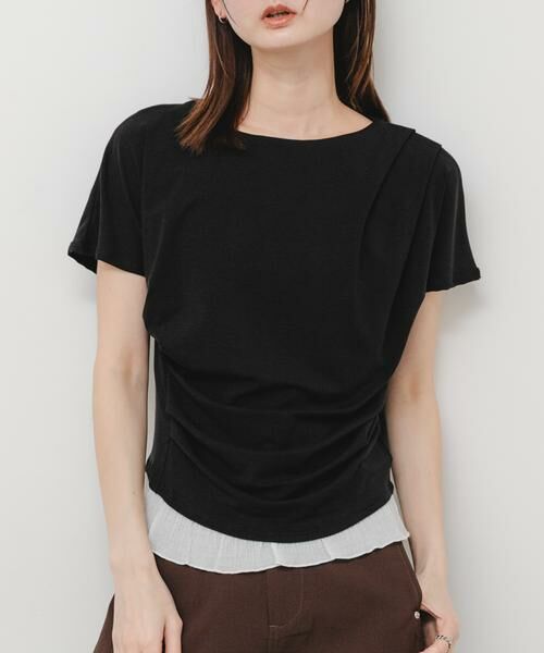 SENSE OF PLACE by URBAN RESEARCH / センスオブプレイス バイ アーバンリサーチ Tシャツ | フリルドレープトップ（ブラック）