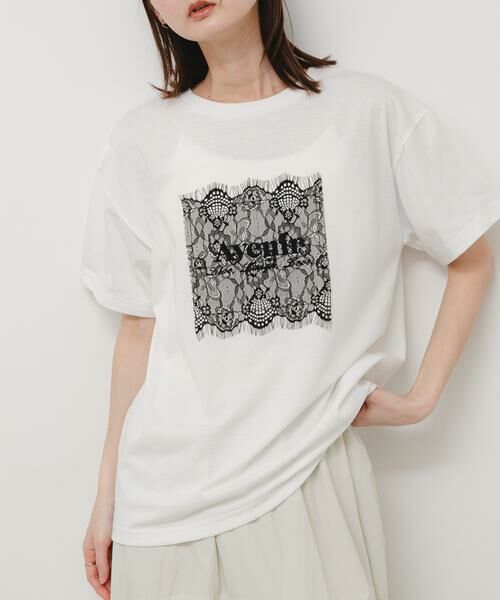 SENSE OF PLACE by URBAN RESEARCH / センスオブプレイス バイ アーバンリサーチ Tシャツ | レースロゴTシャツ（オフホワイト）