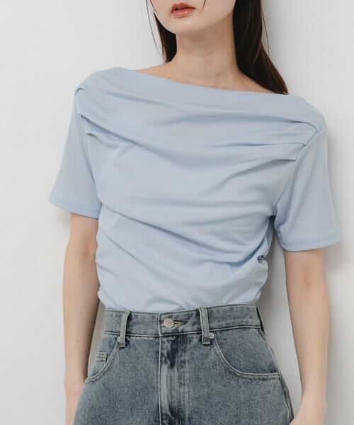 SENSE OF PLACE by URBAN RESEARCH / センスオブプレイス バイ アーバンリサーチ Tシャツ | シアードレープトップ(半袖)（ライトブルー）
