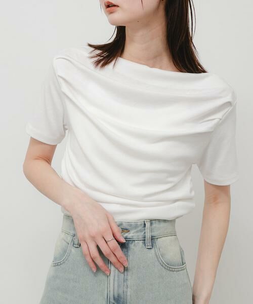 SENSE OF PLACE by URBAN RESEARCH / センスオブプレイス バイ アーバンリサーチ Tシャツ | シアードレープトップ(半袖)（オフホワイト）