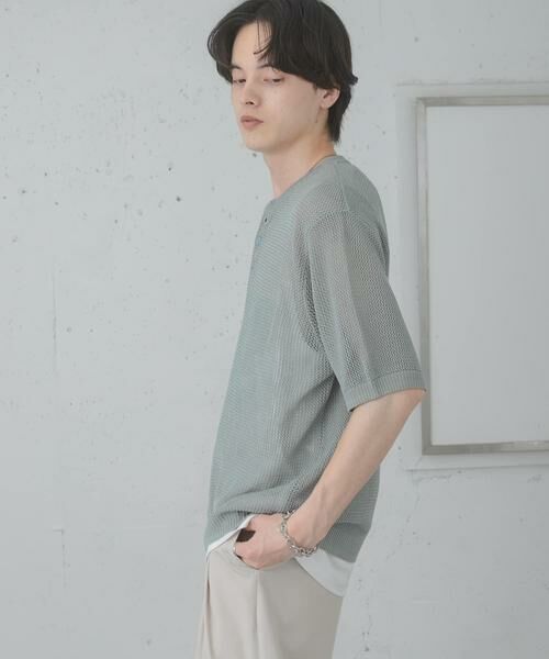 SENSE OF PLACE by URBAN RESEARCH / センスオブプレイス バイ アーバンリサーチ ニット・セーター | 『洗濯可』リネンタッチメッシュヘンリーニット | 詳細10