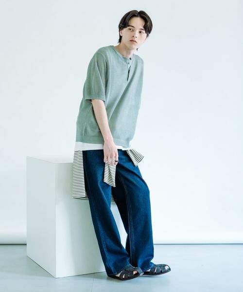 SENSE OF PLACE by URBAN RESEARCH / センスオブプレイス バイ アーバンリサーチ ニット・セーター | 『洗濯可』リネンタッチメッシュヘンリーニット | 詳細4