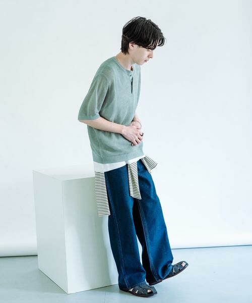 SENSE OF PLACE by URBAN RESEARCH / センスオブプレイス バイ アーバンリサーチ ニット・セーター | 『洗濯可』リネンタッチメッシュヘンリーニット | 詳細5