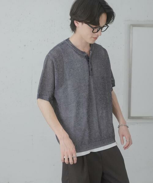 SENSE OF PLACE by URBAN RESEARCH / センスオブプレイス バイ アーバンリサーチ ニット・セーター | 『洗濯可』リネンタッチメッシュヘンリーニット | 詳細30