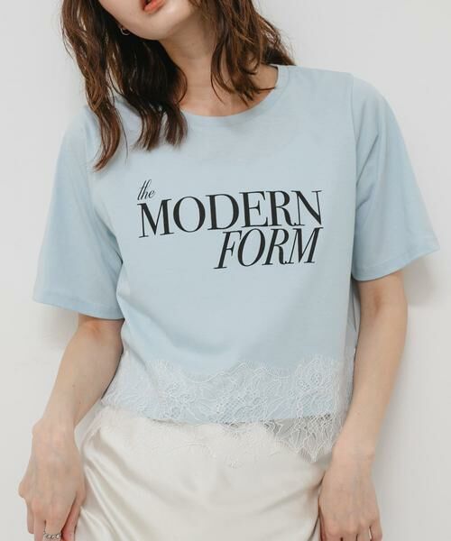 SENSE OF PLACE by URBAN RESEARCH / センスオブプレイス バイ アーバンリサーチ Tシャツ | クロップドレースロゴTシャツ(半袖)（ライトブルー）