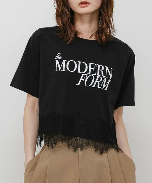 SENSE OF PLACE by URBAN RESEARCH / センスオブプレイス バイ アーバンリサーチ Tシャツ | クロップドレースロゴTシャツ(半袖)（ブラック）