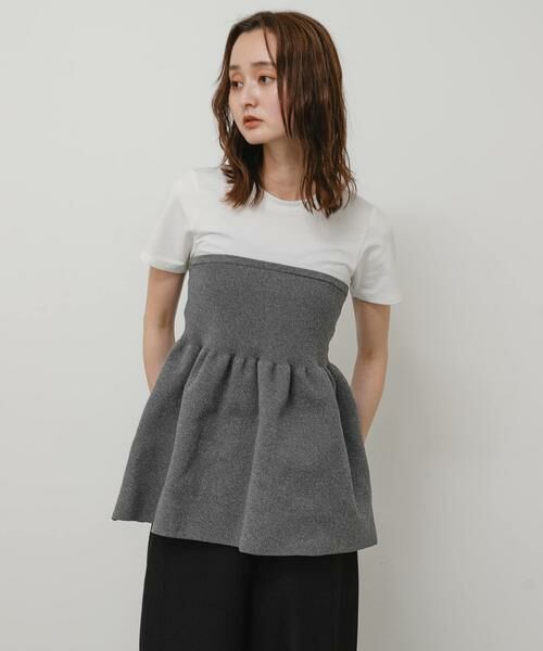 SENSE OF PLACE by URBAN RESEARCH / センスオブプレイス バイ アーバンリサーチ Tシャツ | 異素材コンビ半袖ペプラムプルオーバー | 詳細11