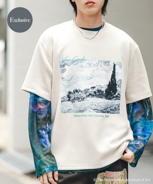 SENSE OF PLACE by URBAN RESEARCH / センスオブプレイス バイ アーバンリサーチ Tシャツ | 『別注』『イージーケア/接触冷感』The Met×SENSE OF PLACE　S/S T-SHIRTS(Gogh)B（ライトベージュ）
