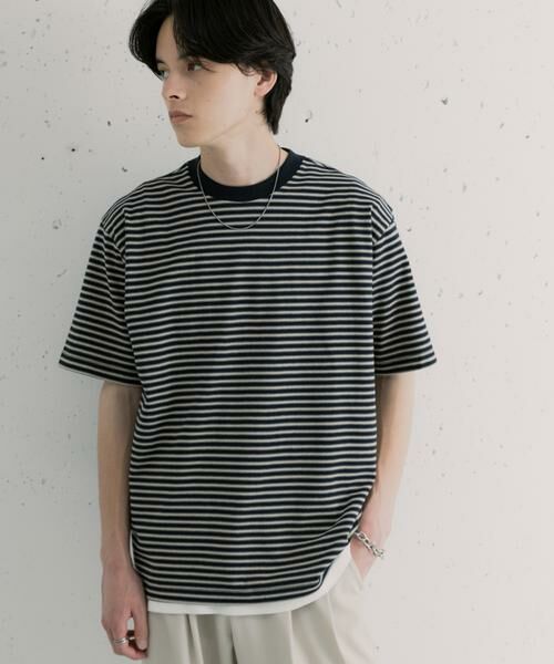 SENSE OF PLACE by URBAN RESEARCH / センスオブプレイス バイ アーバンリサーチ Tシャツ | マルチボーダーショートスリーブTシャツ（ネイビー）