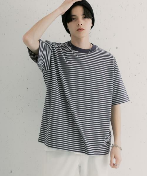 SENSE OF PLACE by URBAN RESEARCH / センスオブプレイス バイ アーバンリサーチ Tシャツ | マルチボーダーショートスリーブTシャツ（パープル）