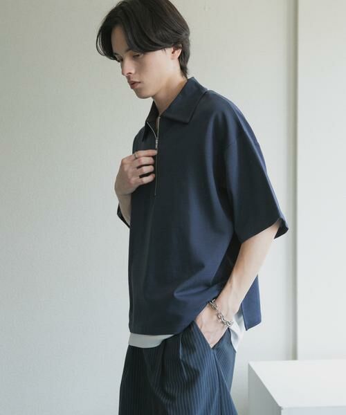 SENSE OF PLACE by URBAN RESEARCH / センスオブプレイス バイ アーバンリサーチ Tシャツ | ライトダンボールポンチハーフジップ Tシャツ | 詳細9