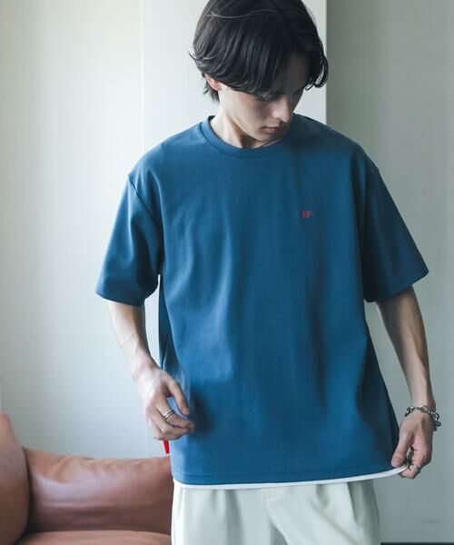SENSE OF PLACE by URBAN RESEARCH / センスオブプレイス バイ アーバンリサーチ Tシャツ | ワンポイントシシュウロゴTシャツ（ブルー）