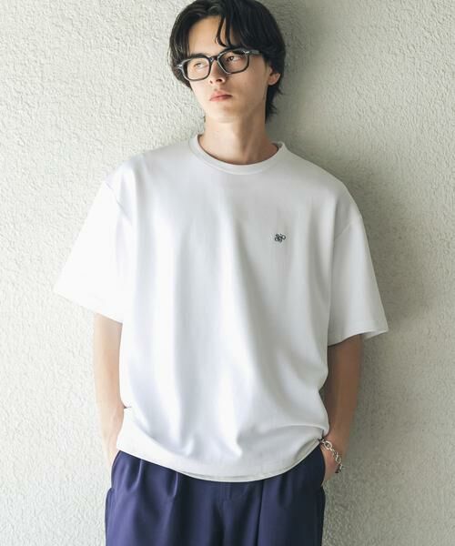 SENSE OF PLACE by URBAN RESEARCH / センスオブプレイス バイ アーバンリサーチ Tシャツ | ワンポイントシシュウロゴTシャツ（ホワイト）