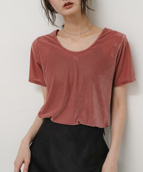 SENSE OF PLACE by URBAN RESEARCH / センスオブプレイス バイ アーバンリサーチ Tシャツ | 2WAYシシュウベロアTシャツ（ピンク）
