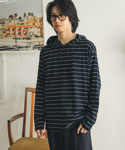 SENSE OF PLACE by URBAN RESEARCH / センスオブプレイス バイ アーバンリサーチ Tシャツ | ボーダーフーディーロングTシャツ | 詳細1