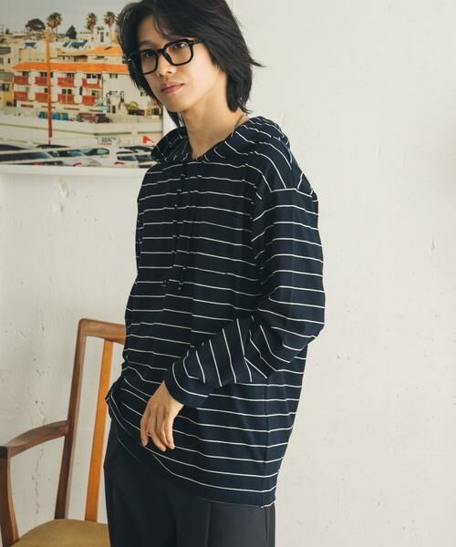 SENSE OF PLACE by URBAN RESEARCH / センスオブプレイス バイ アーバンリサーチ Tシャツ | ボーダーフーディーロングTシャツ | 詳細2