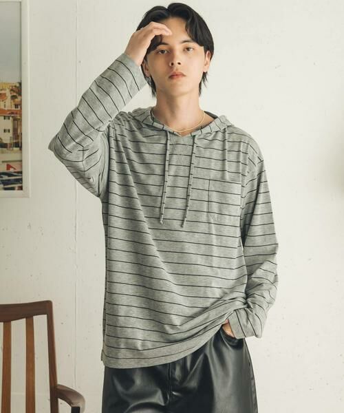 SENSE OF PLACE by URBAN RESEARCH / センスオブプレイス バイ アーバンリサーチ Tシャツ | ボーダーフーディーロングTシャツ | 詳細13