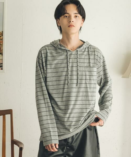 SENSE OF PLACE by URBAN RESEARCH / センスオブプレイス バイ アーバンリサーチ Tシャツ | ボーダーフーディーロングTシャツ | 詳細14