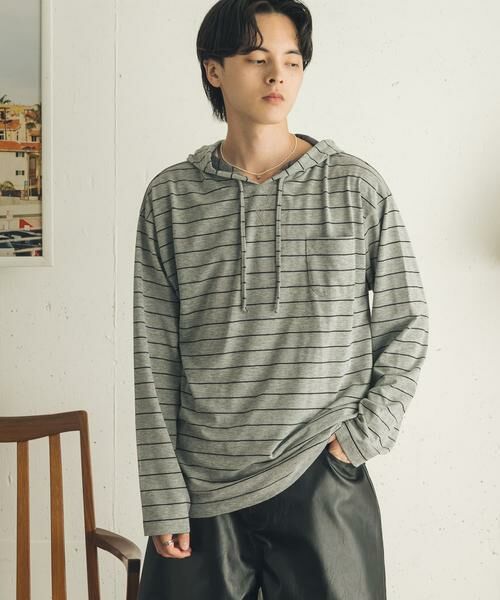 SENSE OF PLACE by URBAN RESEARCH / センスオブプレイス バイ アーバンリサーチ Tシャツ | ボーダーフーディーロングTシャツ | 詳細15