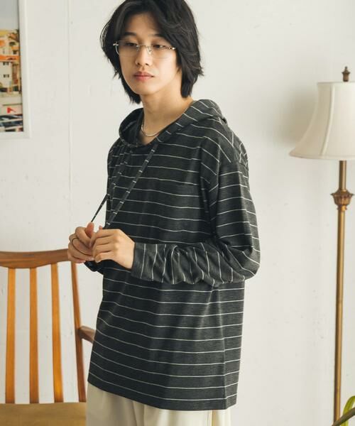 SENSE OF PLACE by URBAN RESEARCH / センスオブプレイス バイ アーバンリサーチ Tシャツ | ボーダーフーディーロングTシャツ | 詳細24