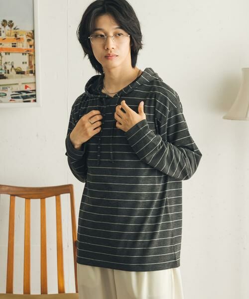 SENSE OF PLACE by URBAN RESEARCH / センスオブプレイス バイ アーバンリサーチ Tシャツ | ボーダーフーディーロングTシャツ | 詳細25
