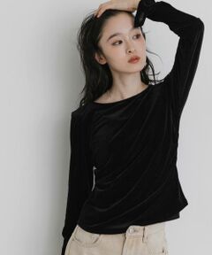 SENSE OF PLACE by URBAN RESEARCH / センスオブプレイス バイ アーバンリサーチ Tシャツ | サイドシャーリングベロアロングTシャツ