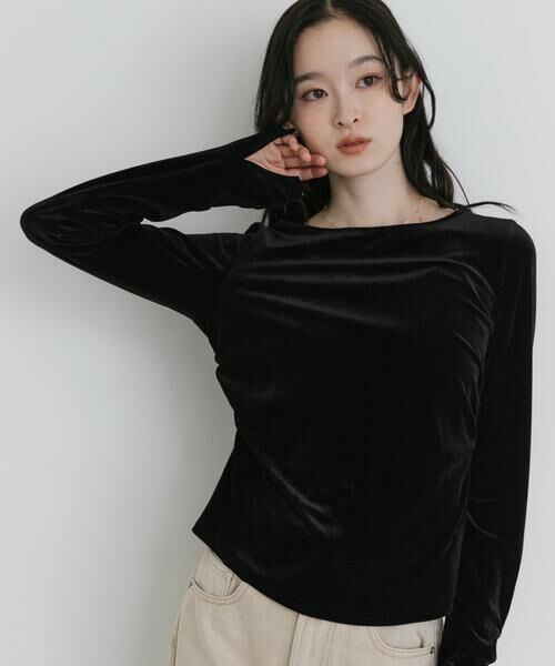 SENSE OF PLACE by URBAN RESEARCH / センスオブプレイス バイ アーバンリサーチ Tシャツ | サイドシャーリングベロアロングTシャツ | 詳細16