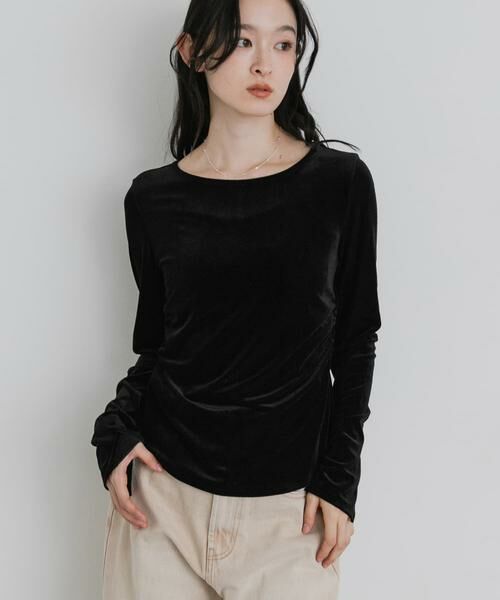 SENSE OF PLACE by URBAN RESEARCH / センスオブプレイス バイ アーバンリサーチ Tシャツ | サイドシャーリングベロアロングTシャツ | 詳細17