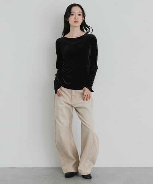 SENSE OF PLACE by URBAN RESEARCH / センスオブプレイス バイ アーバンリサーチ Tシャツ | サイドシャーリングベロアロングTシャツ | 詳細19
