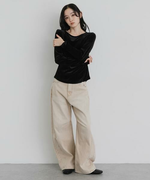 SENSE OF PLACE by URBAN RESEARCH / センスオブプレイス バイ アーバンリサーチ Tシャツ | サイドシャーリングベロアロングTシャツ | 詳細20