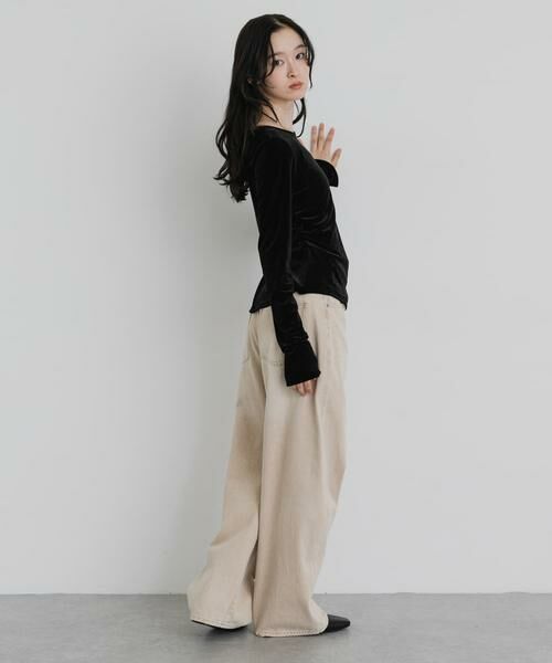 SENSE OF PLACE by URBAN RESEARCH / センスオブプレイス バイ アーバンリサーチ Tシャツ | サイドシャーリングベロアロングTシャツ | 詳細21