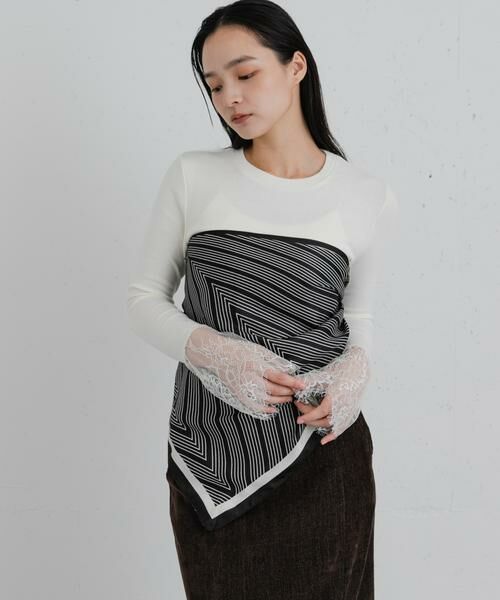 SENSE OF PLACE by URBAN RESEARCH / センスオブプレイス バイ アーバンリサーチ Tシャツ | 『WEB/一部店舗限定』袖口レーストップ（アイボリー）