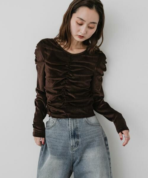 SENSE OF PLACE by URBAN RESEARCH / センスオブプレイス バイ アーバンリサーチ Tシャツ | 『WEB/一部店舗限定』シアーベロアシャーリングトップ | 詳細1