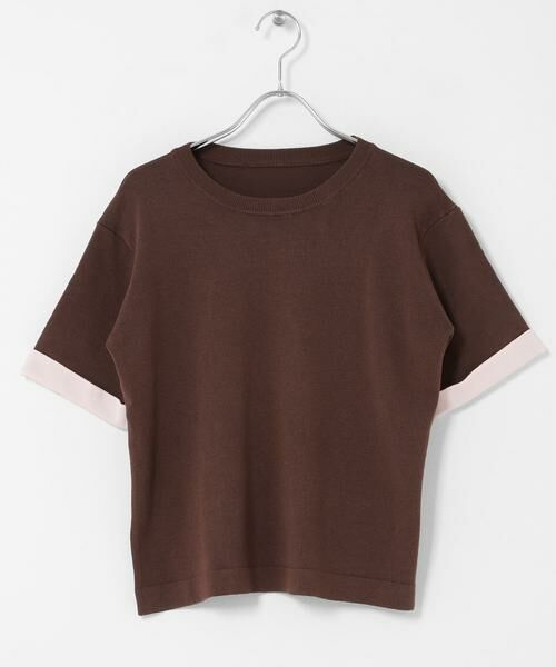SENSE OF PLACE by URBAN RESEARCH / センスオブプレイス バイ アーバンリサーチ ニット・セーター | 『洗濯可』バイカラーロールスリーブニットTシャツ | 詳細7