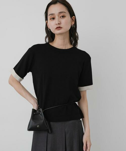 SENSE OF PLACE by URBAN RESEARCH / センスオブプレイス バイ アーバンリサーチ ニット・セーター | 『洗濯可』バイカラーロールスリーブニットTシャツ | 詳細9