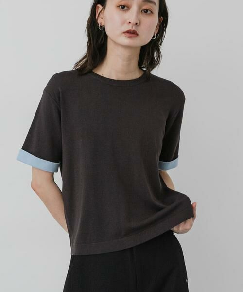 SENSE OF PLACE by URBAN RESEARCH / センスオブプレイス バイ アーバンリサーチ ニット・セーター | 『洗濯可』バイカラーロールスリーブニットTシャツ | 詳細15