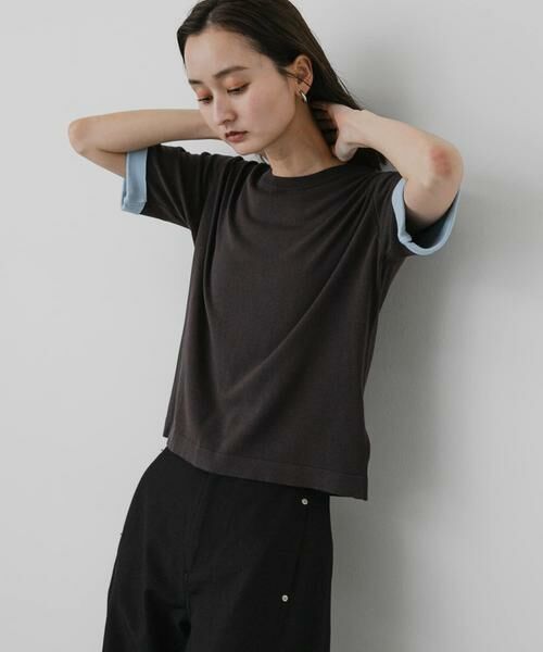 SENSE OF PLACE by URBAN RESEARCH / センスオブプレイス バイ アーバンリサーチ ニット・セーター | 『洗濯可』バイカラーロールスリーブニットTシャツ | 詳細17