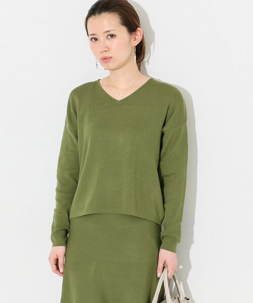 ＊＊SENSE OF PLACE by URBAN RESEARCH / センスオブプレイス バイ アーバンリサーチ ニット・セーター | DB 総針Vネックセーター（KHAKI）