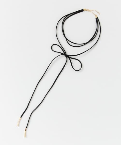 ＊＊SENSE OF PLACE by URBAN RESEARCH / センスオブプレイス バイ アーバンリサーチ ネックレス・ペンダント・チョーカー | スエード3連ロングリボンチョーカー∴（BLACK）