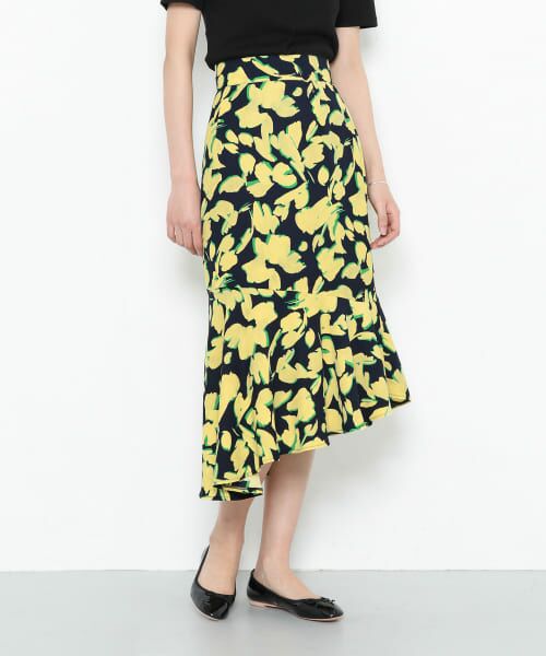 ＊＊SENSE OF PLACE by URBAN RESEARCH / センスオブプレイス バイ アーバンリサーチ スカート | ボタニカルイレギュラーヘムスカート∴（YELLOW）