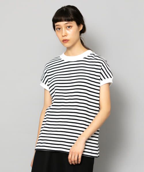 ＊＊SENSE OF PLACE by URBAN RESEARCH / センスオブプレイス バイ アーバンリサーチ Tシャツ | ワッフルボーダーTシャツ(半袖)（WHT×NVY）