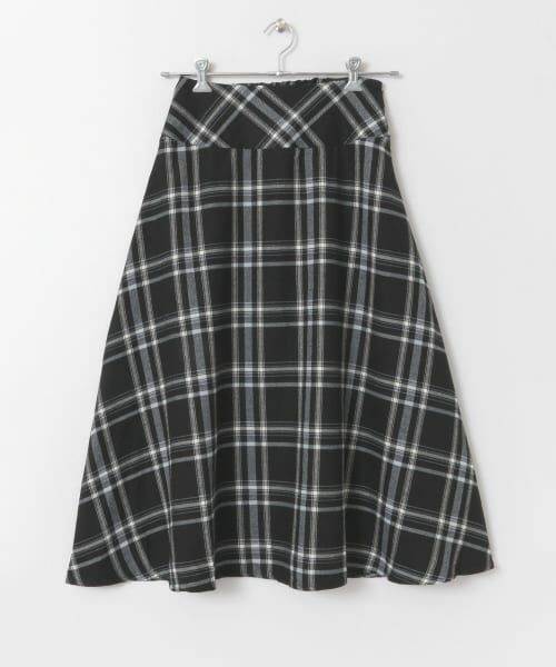 ＊＊SENSE OF PLACE by URBAN RESEARCH / センスオブプレイス バイ アーバンリサーチ スカート | チェックフレアスカート（BLACK）