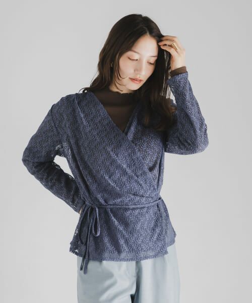 ＊＊SENSE OF PLACE by URBAN RESEARCH / センスオブプレイス バイ アーバンリサーチ シャツ・ブラウス | カシュクールレースブラウス（BLUE）