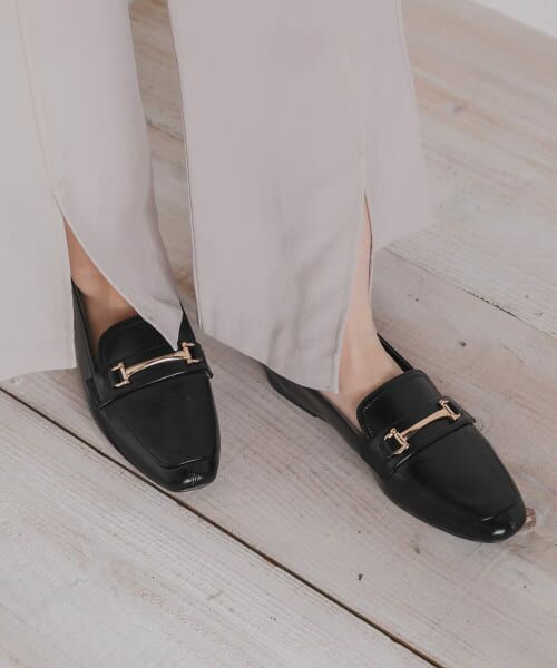 ＊＊SENSE OF PLACE by URBAN RESEARCH / センスオブプレイス バイ アーバンリサーチ フラットシューズ | ソフトフェイクレザービットローファー（BLACK）