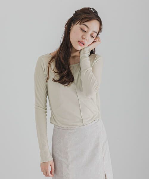 ＊＊SENSE OF PLACE by URBAN RESEARCH / センスオブプレイス バイ アーバンリサーチ Tシャツ | ボートネックシアーカットトップ（MINT）