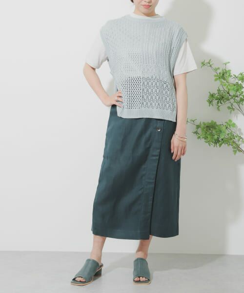wirrow リネンレーヨンラップスカート wirrow リネンレーヨンラップスカート完売