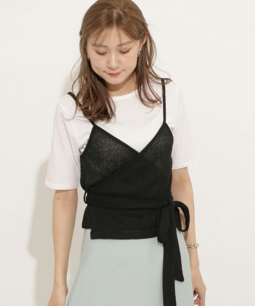 ＊＊SENSE OF PLACE by URBAN RESEARCH / センスオブプレイス バイ アーバンリサーチ ニット・セーター | カシュクールアンサンブルトップ（BLACK）